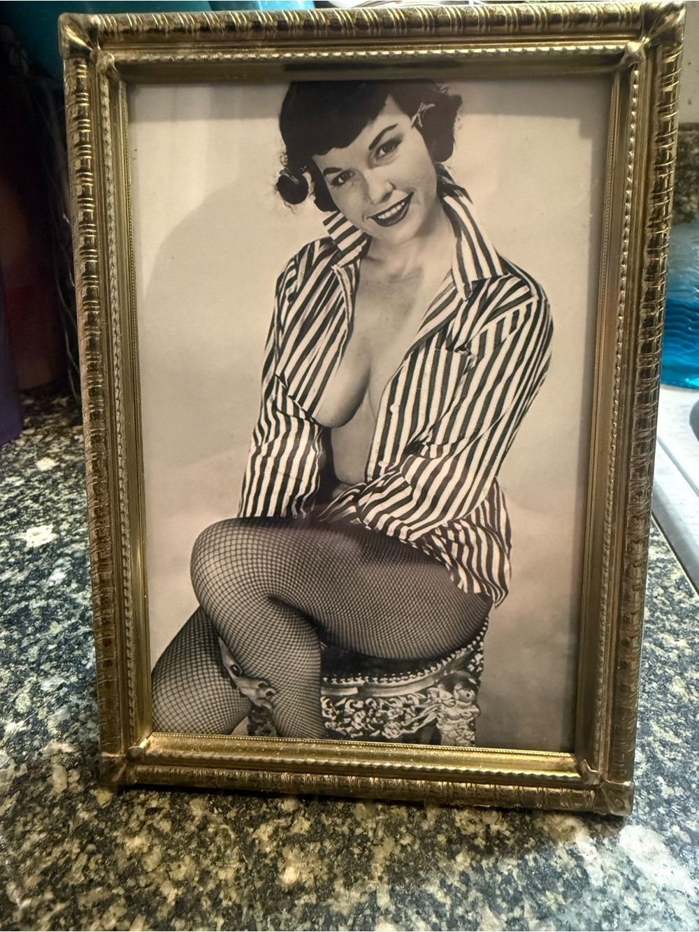 Bettie Page Black and White Pinup Portrait